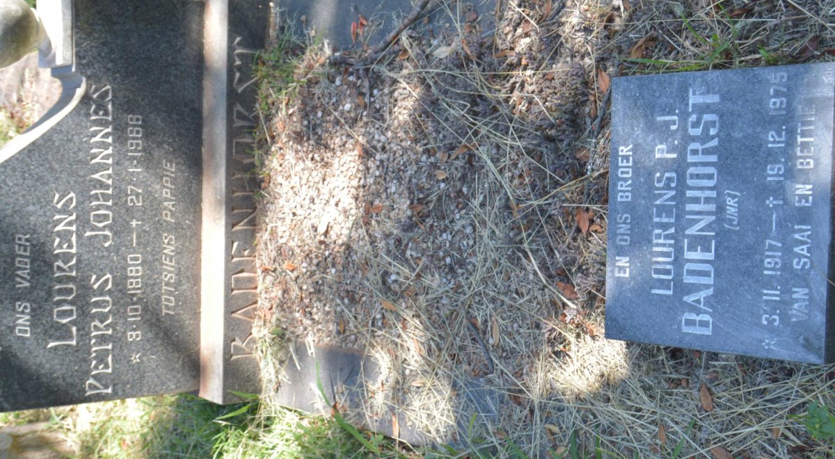 BADENHORST Lourens Petrus Johannes 1880-1966 :: BADENHORST Lourens P.J. 1917-1975