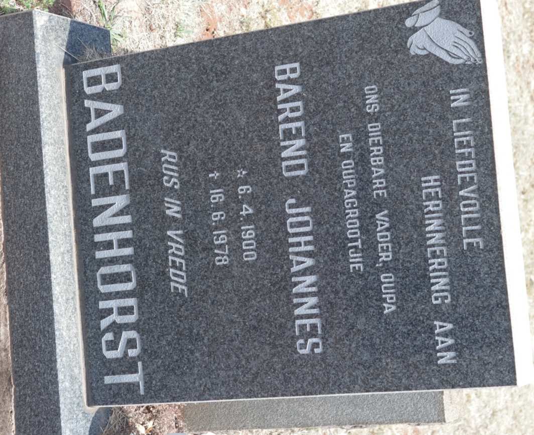 BADENHORST Barend Johannes 1900-1978