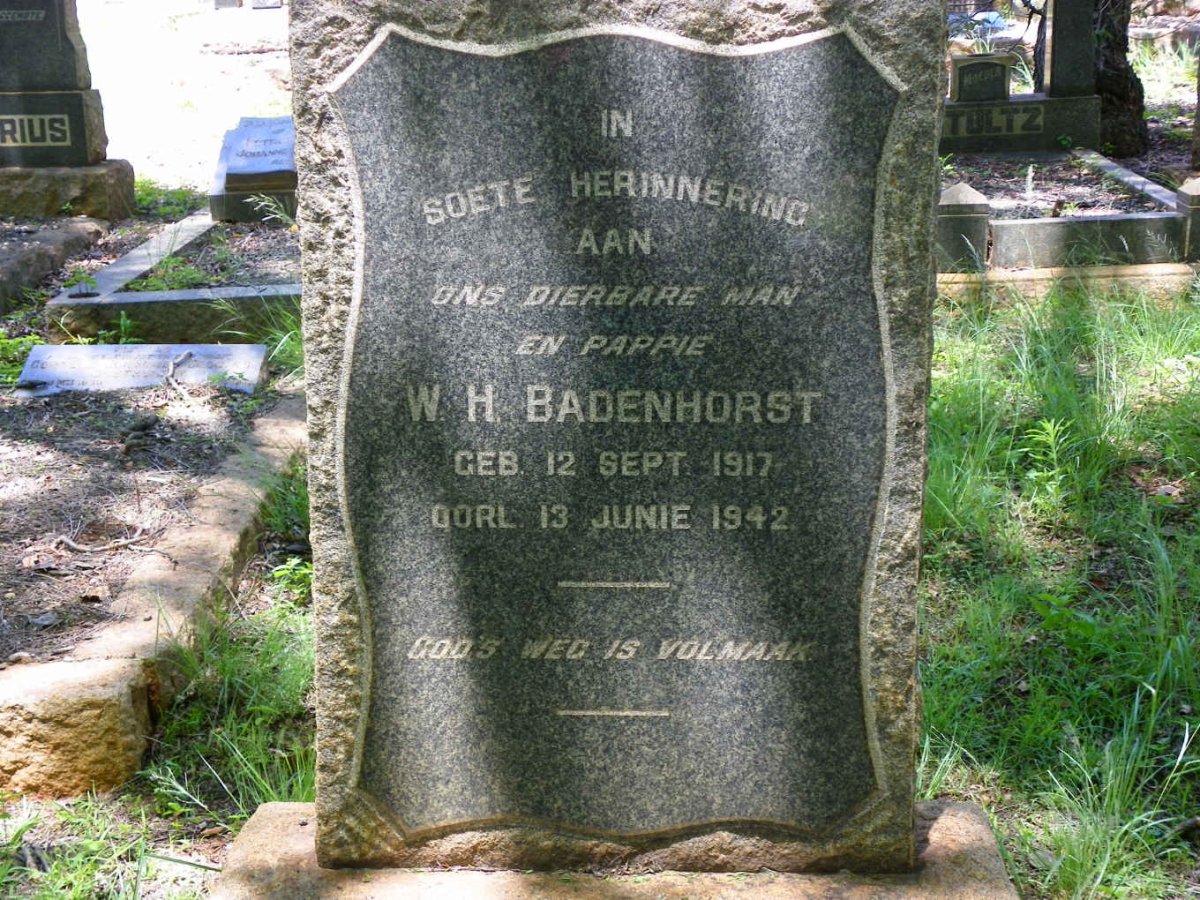 BADENHORST W.H. 1917-1942