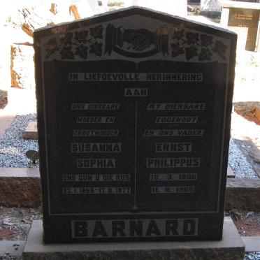 BARNARD Ernst Philippus 1896-1966 &amp; Susanna Sophia 1895-1977