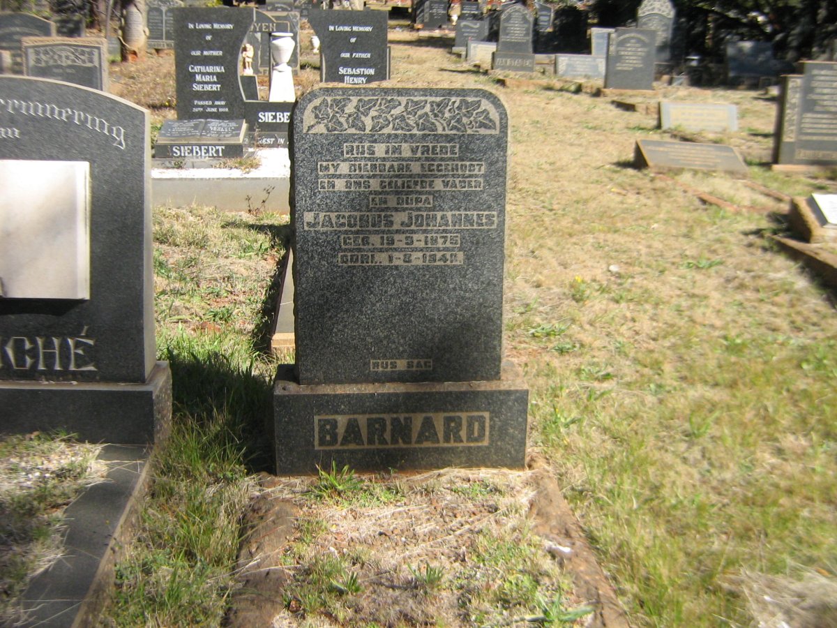 BARNARD Jacobus Johannes 1875-1948