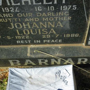 BARNARD Frederick Wilhelm 1924-1975 &amp; Johanna Louisa 1922-1986