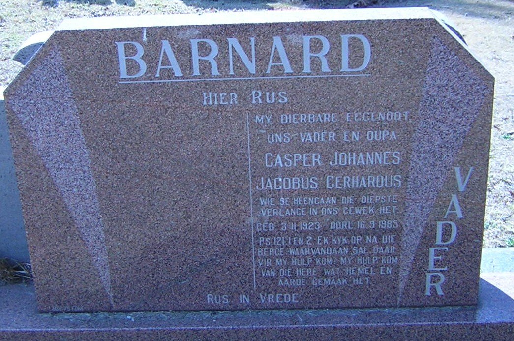 BARNARD Casper Johannes Jacobus Gerhardus 1923-1985