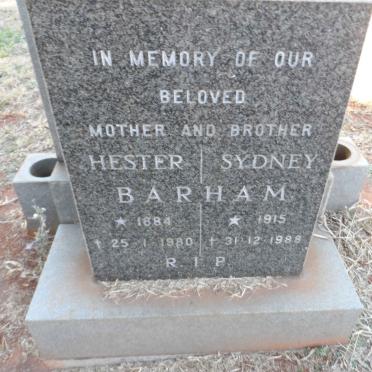 BARHAM Hester 1884-1980 :: BARHAM Sydney 1915-1988