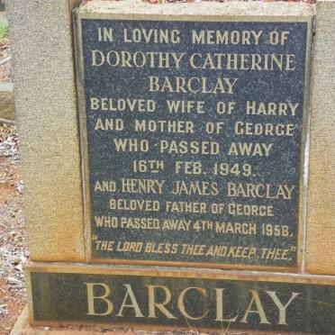 BARCLAY Henry James -1958 &amp; Dorothy Catherine -1949