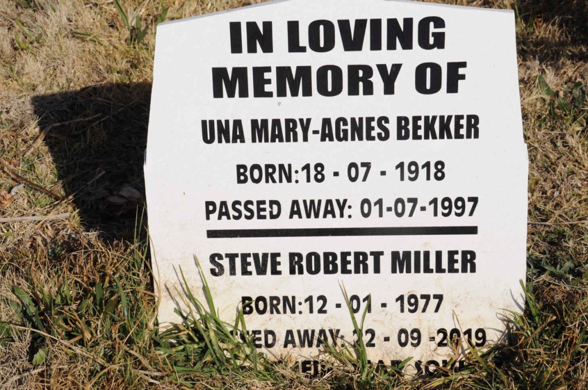 BEKKER Una Mary-Agnes 1918-1997 :: MILLER Steve Robert 1977-2019