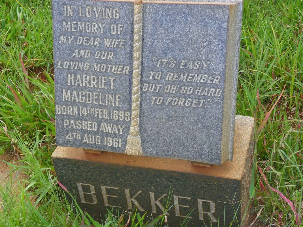 BEKKER Harriet Magdeline 1899-1961