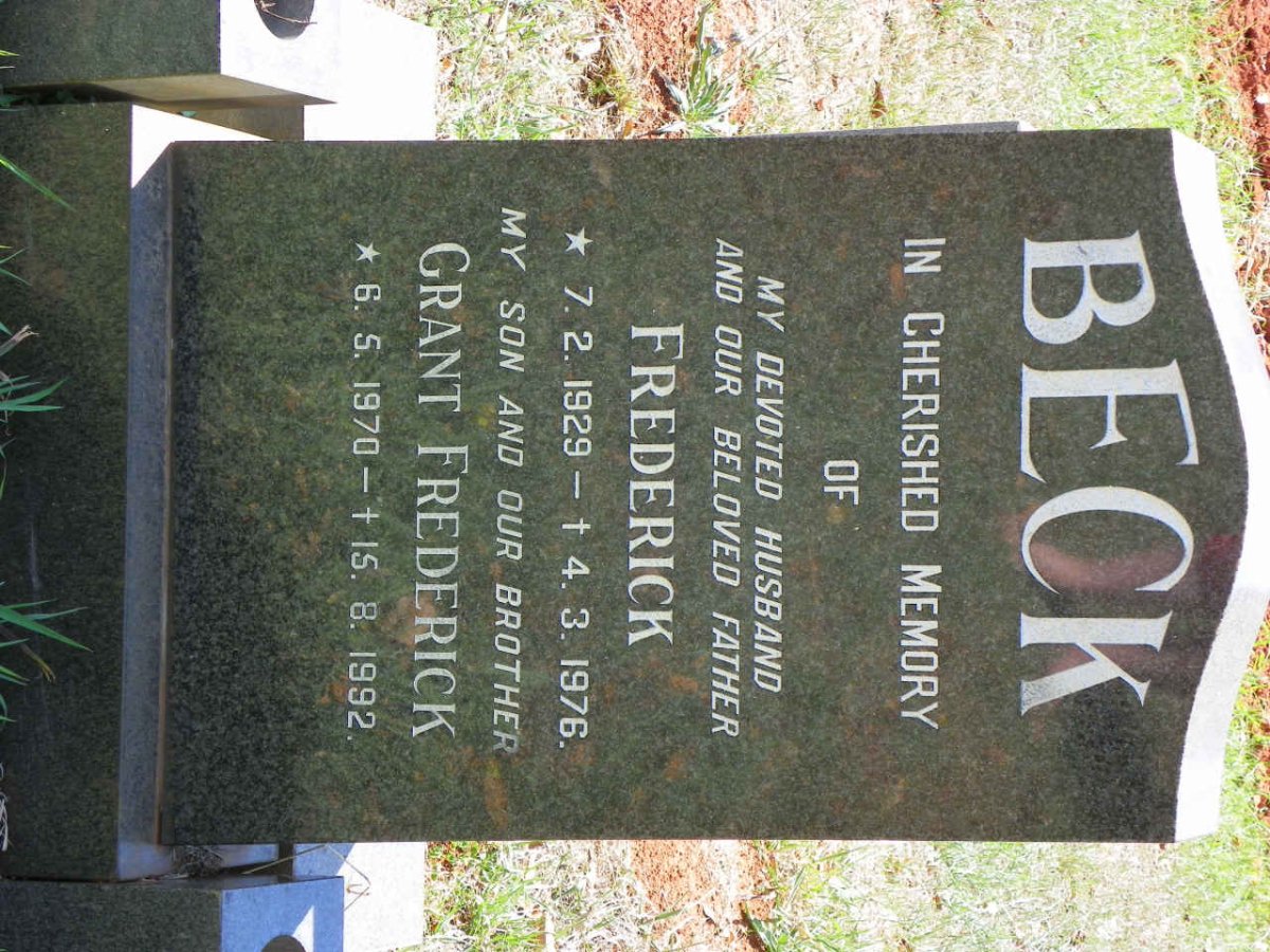 BECK Frederick 1929-1976 :: BECK Grant Frederick 1970-1992