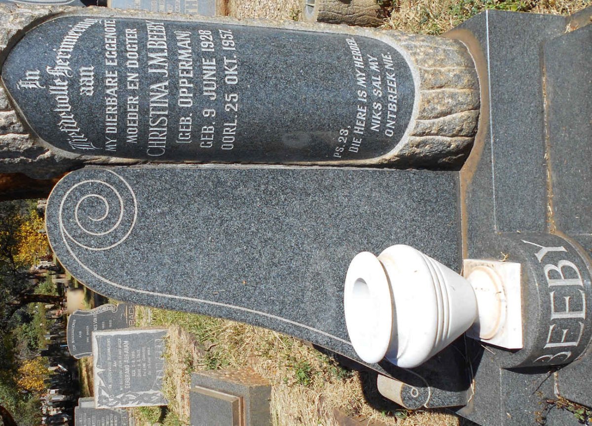 BEEBY Christina J.M. nee OPPERMAN 1928-1957