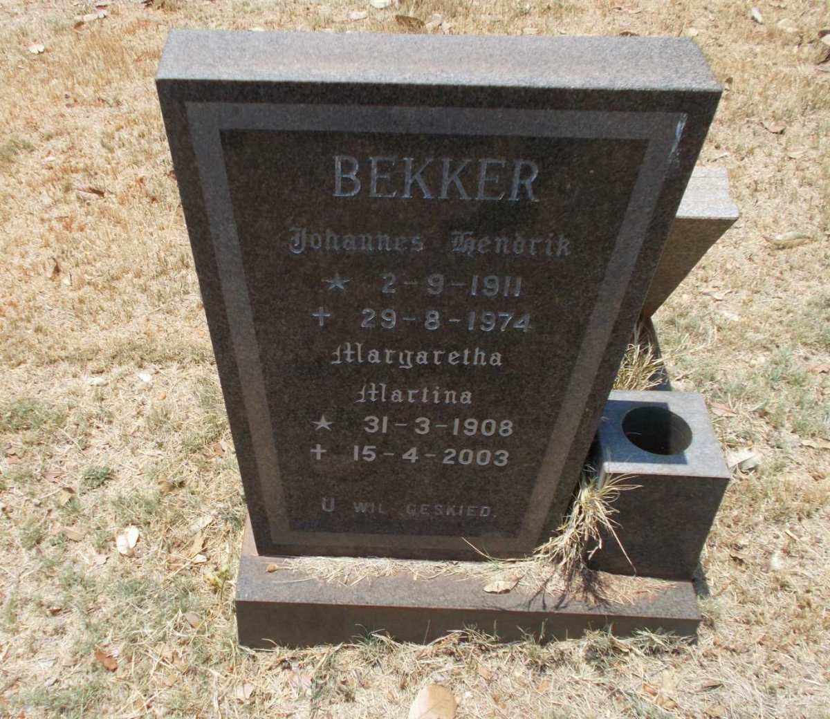 BEKKER Johannes Hendrik 1911-1974 &amp; Margaretha Martina 1908-2003