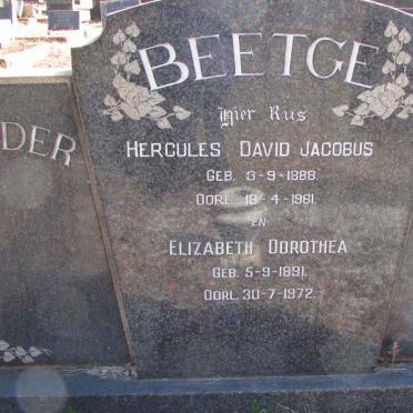 BEETGE Hercules David Jacobus 1888-1961 &amp; Elizabeth Dorothea 1891-1972