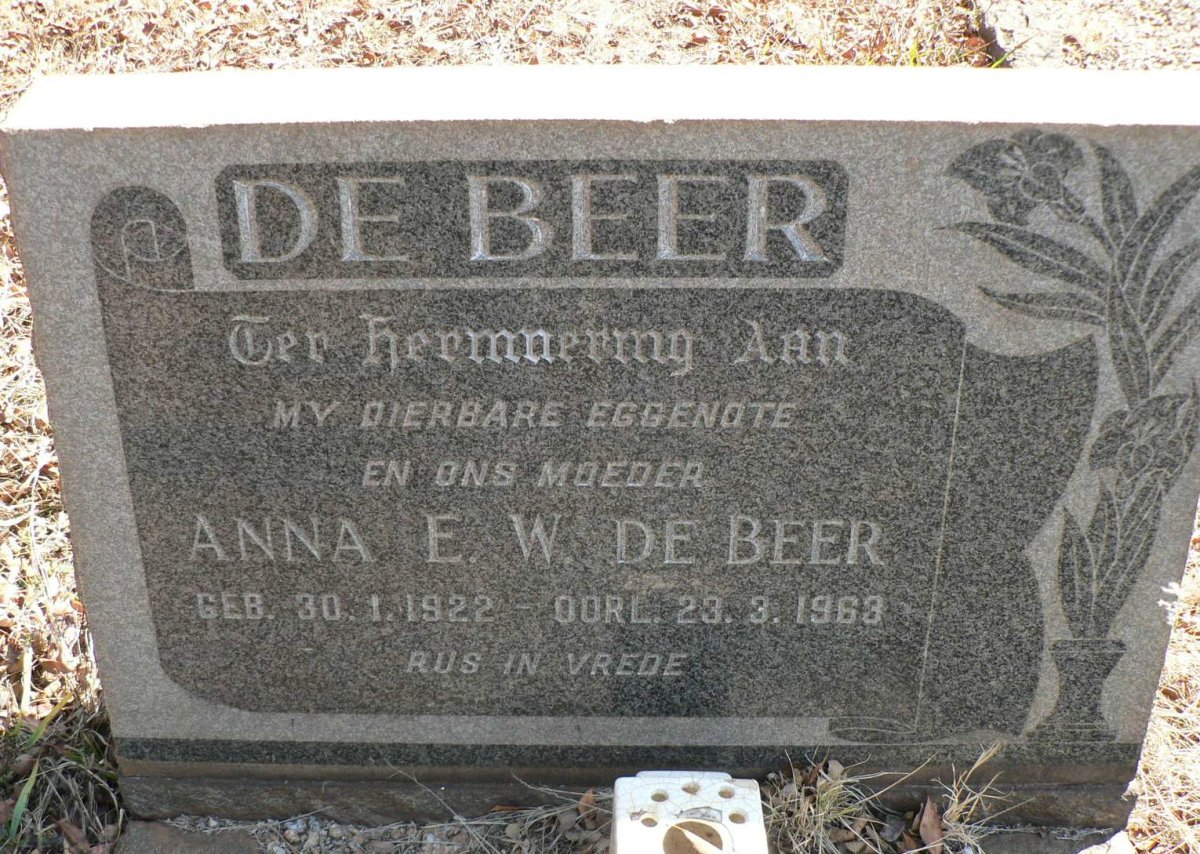 BEER Anna E.W., de 1922-1963