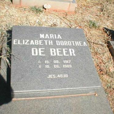 BEER Maria Elizabeth Dorothea, de 1917-1989