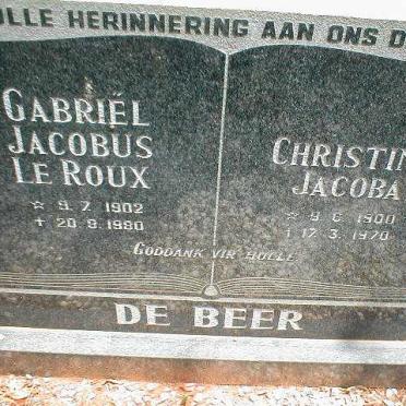 BEER Gabriel Jacobus Le Roux, de 1902-1980 &amp; Christina Jacoba 1900-1970