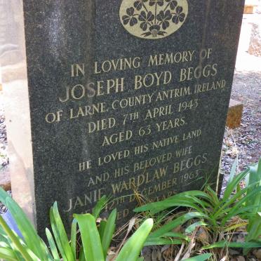 BEGGS Joseph Boyd -1943 &amp; Janie Wardlaw -1963