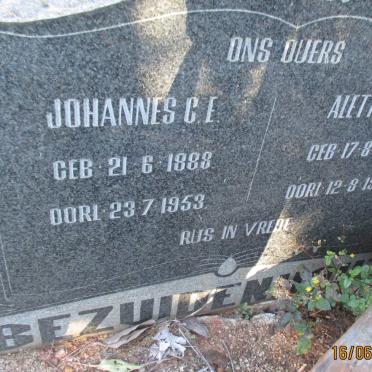 BEZUIDENHOUT Johannes C.E. 1888-1953 &amp; Aletta C.M. 1897-1954