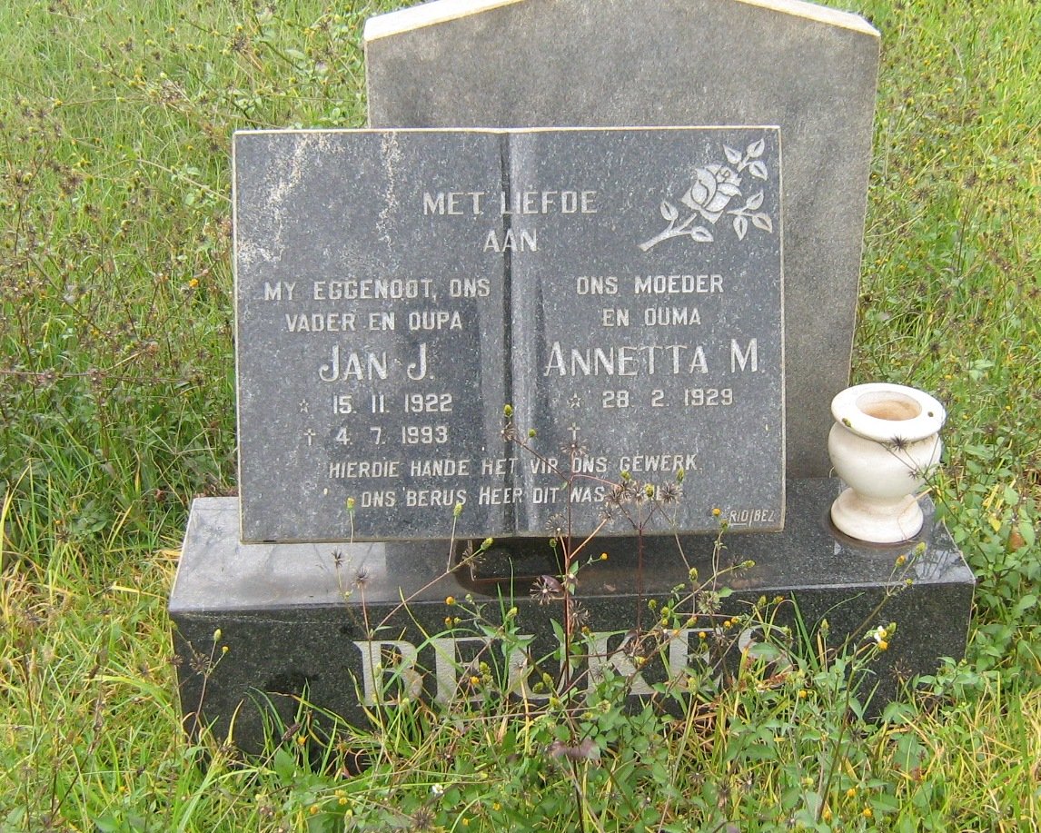 BEUKES Jan J. 1922-1993 &amp; Annetta M. 1929-