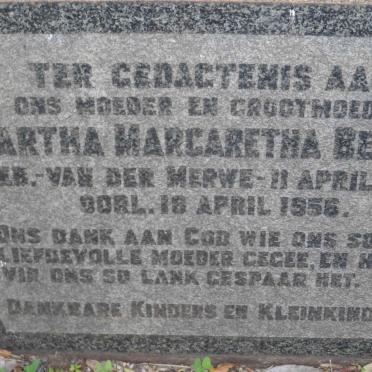 BEYERS Martha Margaretha nee VAN DER MERWE 1872-1956