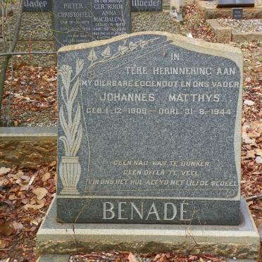 BENADE Johannes Matthys 1909-1944