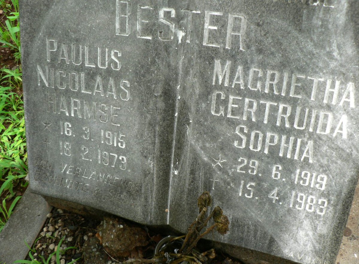 BESTER Paulus Nicolaas Harmse 1915-1973 &amp; Magrietha Gertruida Sophia 1919-1983