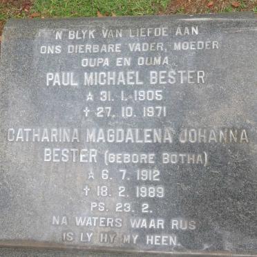 BESTER Paul Michael 1905-1971 &amp; Catharina Magdalena Johanna BOTHA 1912-1989