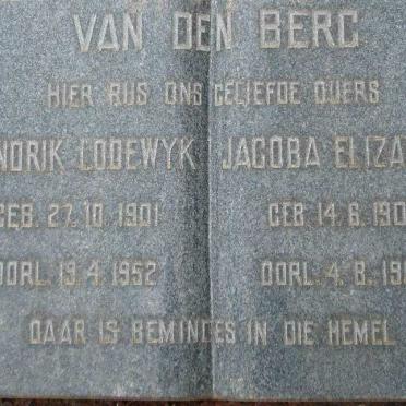 BERG Hendrik Lodewyk, van den 1901-1952 &amp; Jacoba Elizabeth 1900-1969