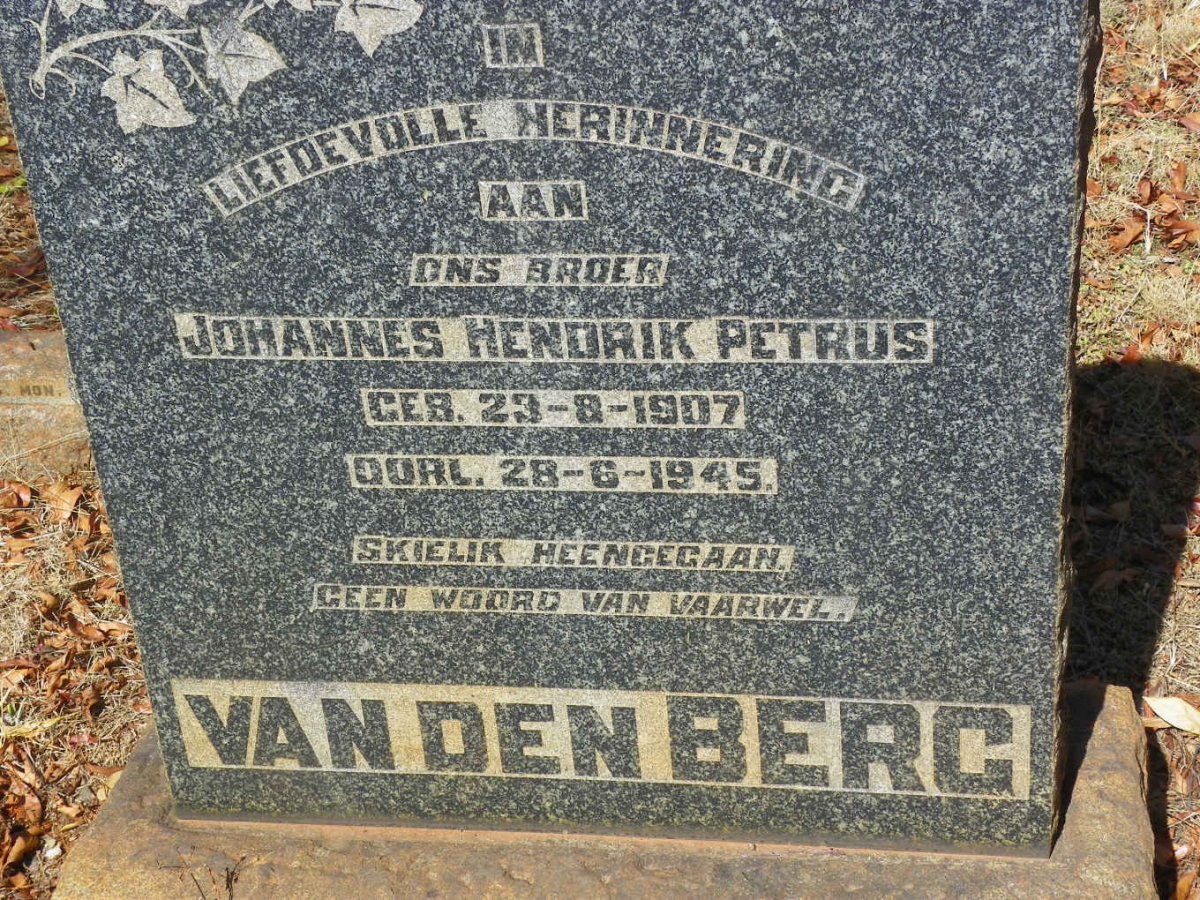BERG Johannes Hendrik Petrus, van den 1907-1945