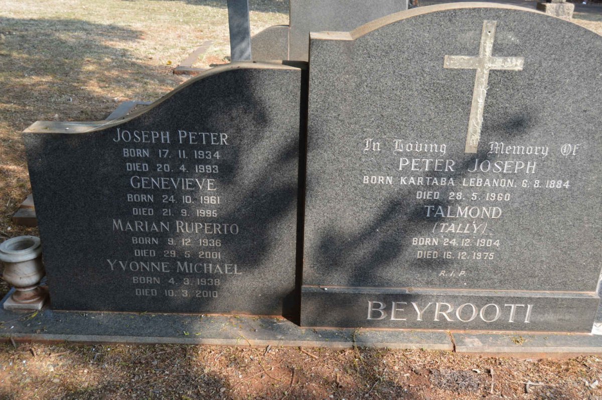BEYROOTI Joseph Peter 1934-1993 &amp; Genevieve 1961-1995