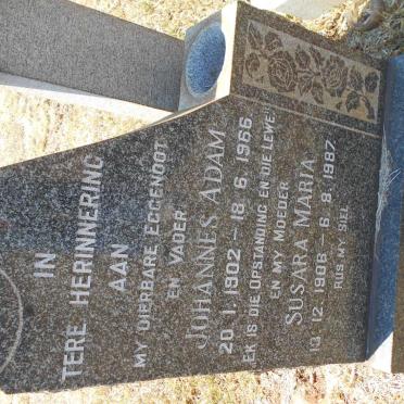 BEUKES Johannes Adam 1902-1966 &amp; Susara Maria 1906-1987