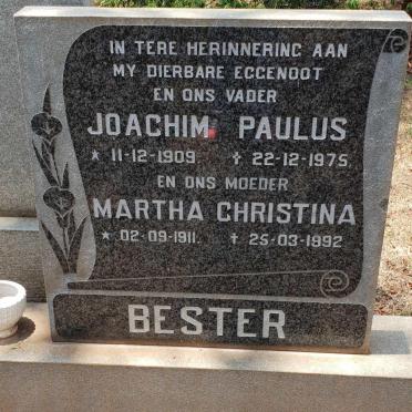 BESTER Joachim Paulus 1909-1975 &amp; Martha Christina 1911-1992