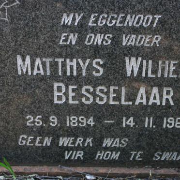 BESSELAAR Matthys Wilhelm 1894-1967