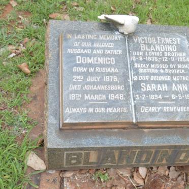 BLANDINO Domenico 1879-1948 &amp; Sarah Ann 1894-1965 :: BLANDINO Victor Ernest 1935-1954