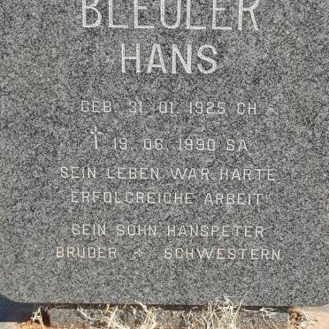 BLEULER Hans 1925-1990