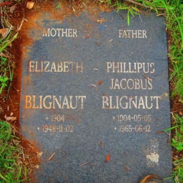 BLIGNAUT Phillipus Jacobus 1904-1965 &amp; Elizabeth 1904-1948