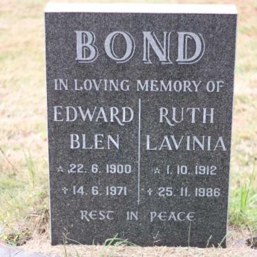 BOND Edward Blen 1900-1971 &amp; Ruth Lavinia 1912-1986