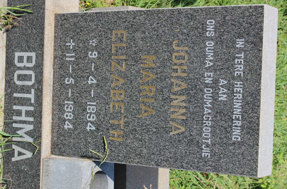 BOTHMA Johanna Maria Elizabeth 1894-1984