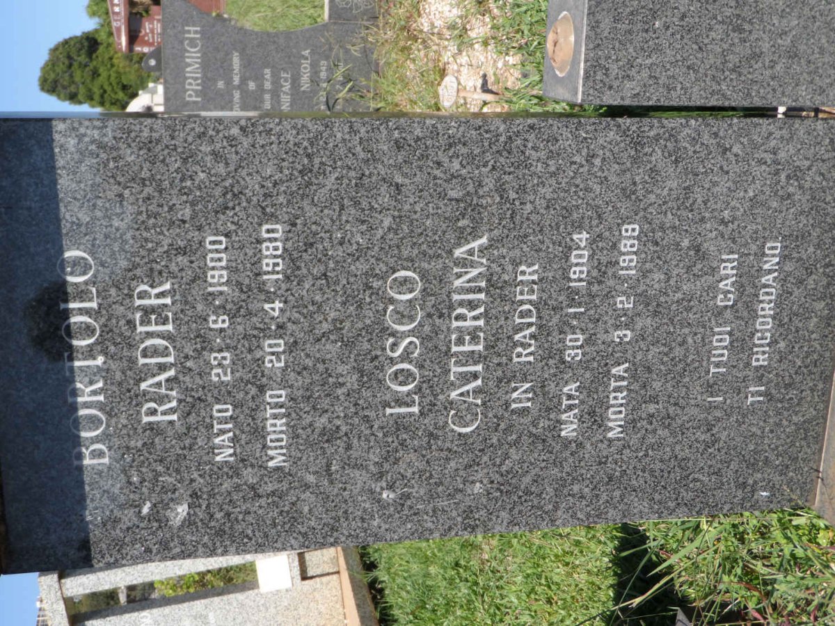 BORTOLO Rader 1900-1980 &amp; Losco Caterina 1904-1989