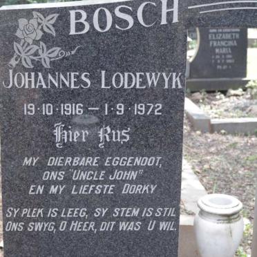 BOSCH Johannes Lodewyk 1916-1972