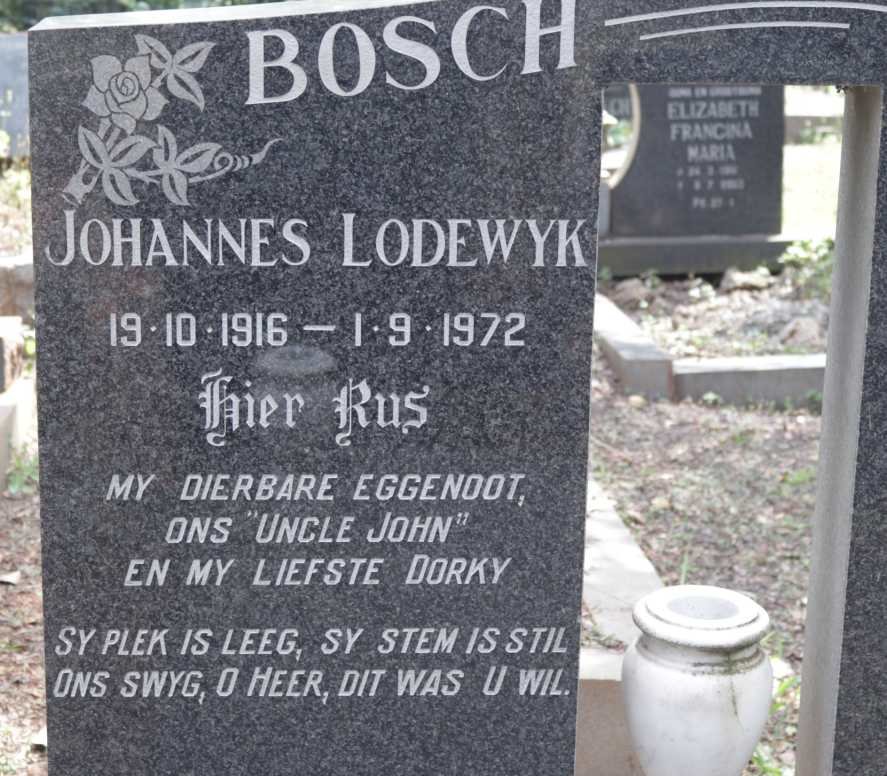 BOSCH Johannes Lodewyk 1916-1972