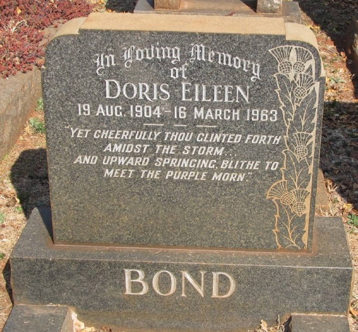 BOND Doris Eileen 1904-1963