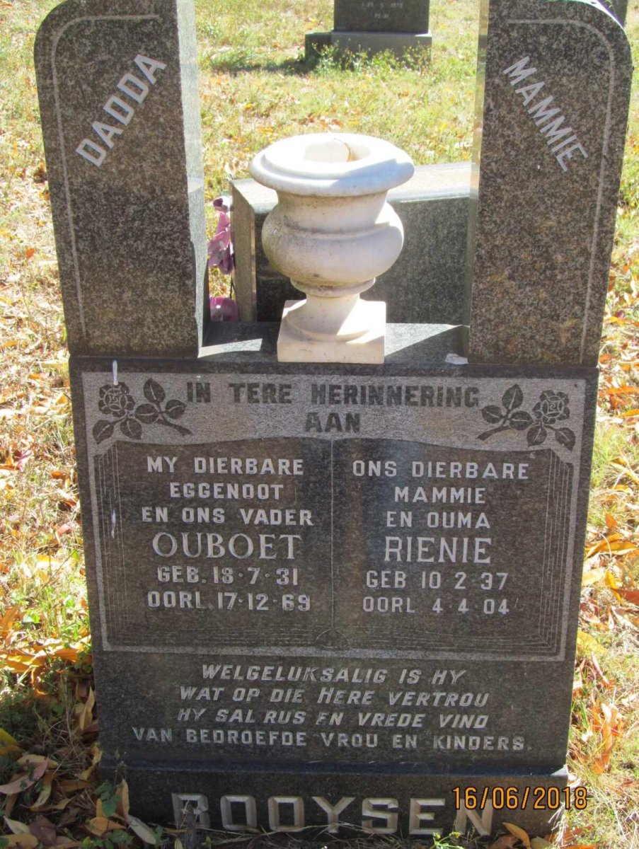 BOOYSEN Ouboet 1931-1969 &amp; Rienie 1937-2004