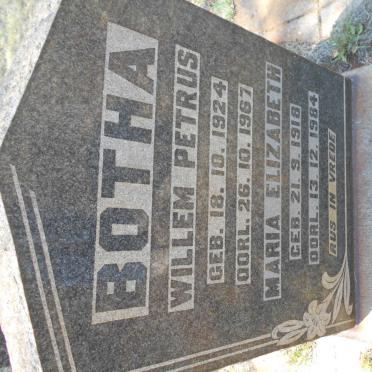 BOTHA Willem Petrus 1924-1967 &amp; Maria Elizabeth 1916-1984