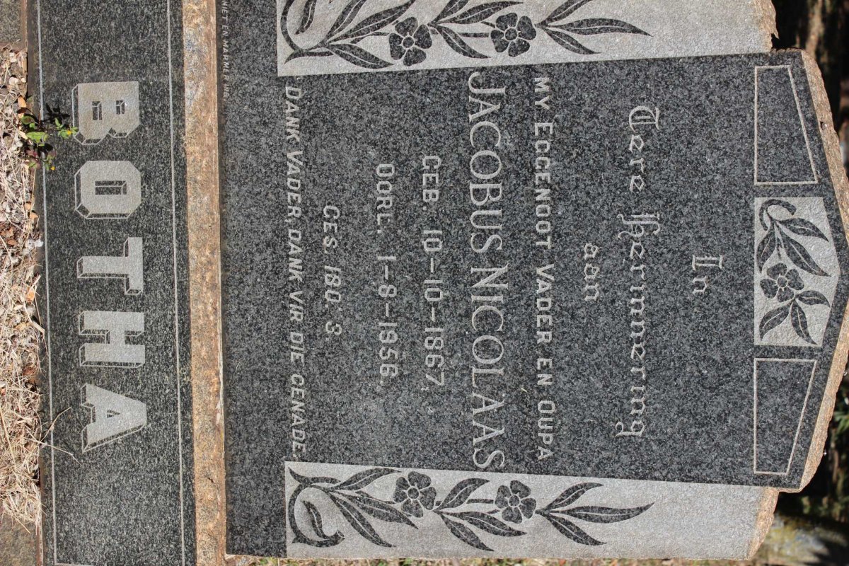 BOTHA Jacobus Nicolaas 1867-1956