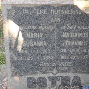 BOTHA Marthinus Johannes 1908-1972 &amp; Maria Susanna 1909-1953