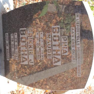 BOTHA Frikkie J. 1937-1987 &amp; Phia NAUDE 1939-1980