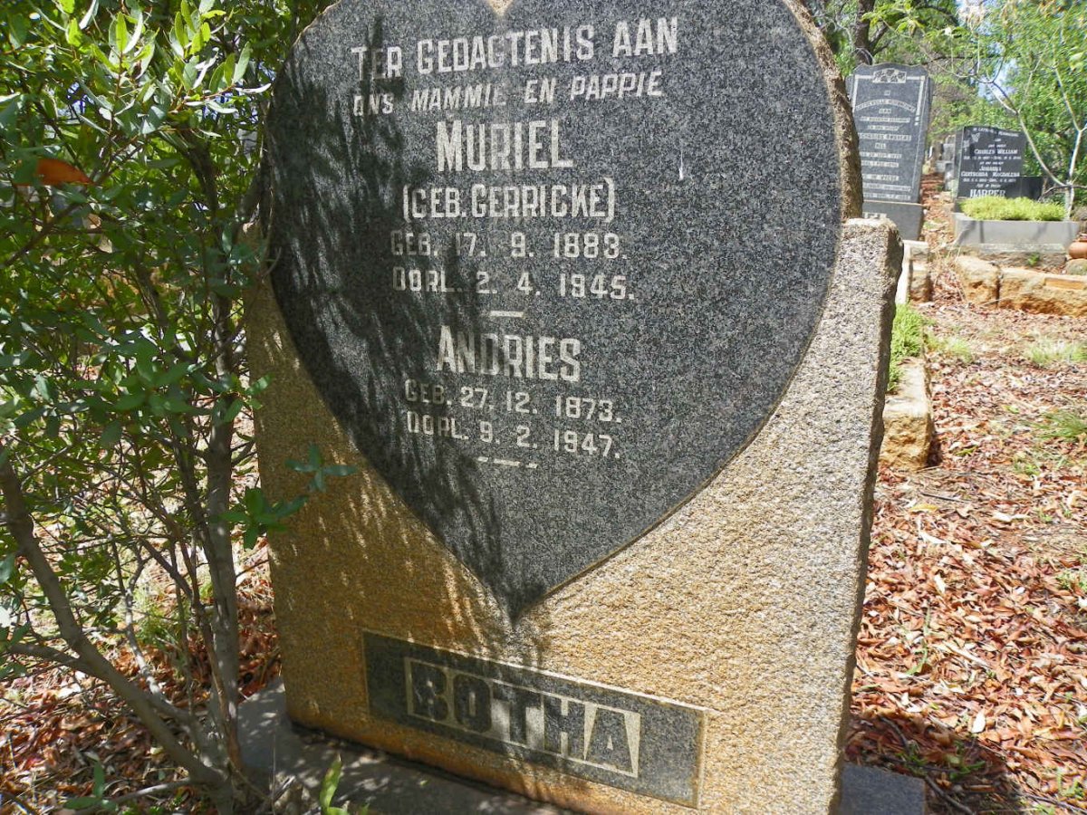 BOTHA Andries 1873-1947 &amp; Muriel GERRICKE 1883-1945