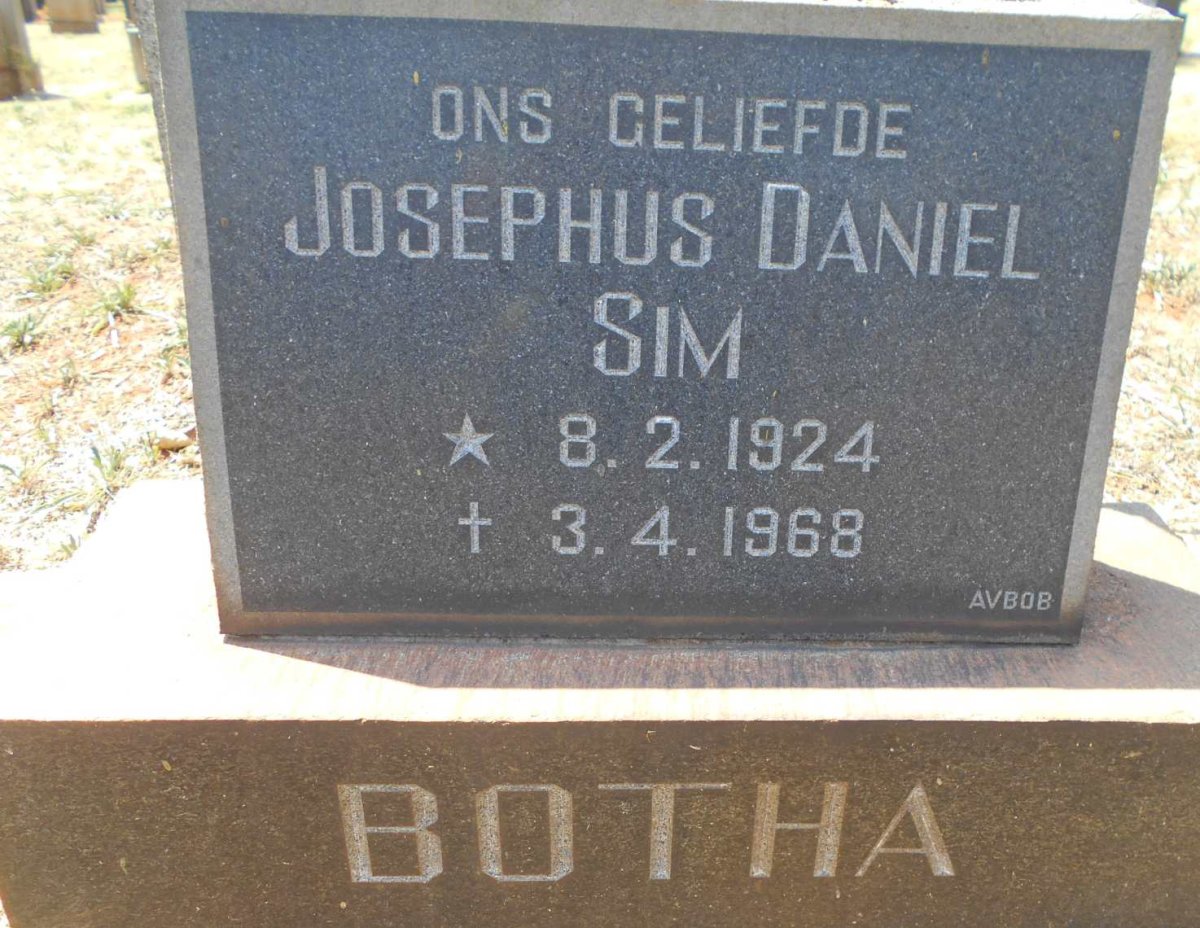 BOTHA Josephus Daniel Sim 1924-1968