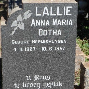 BOTHA Anna Maria nee GERMISHUYSEN 1927-1957