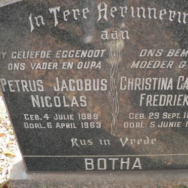 BOTHA Petrus Jacobus Nicolas 1889-1963 &amp; Christina Catharina Fredrieka 1897-1966
