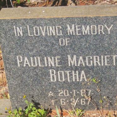 BOTHA Pauline Magriet 1967-1967